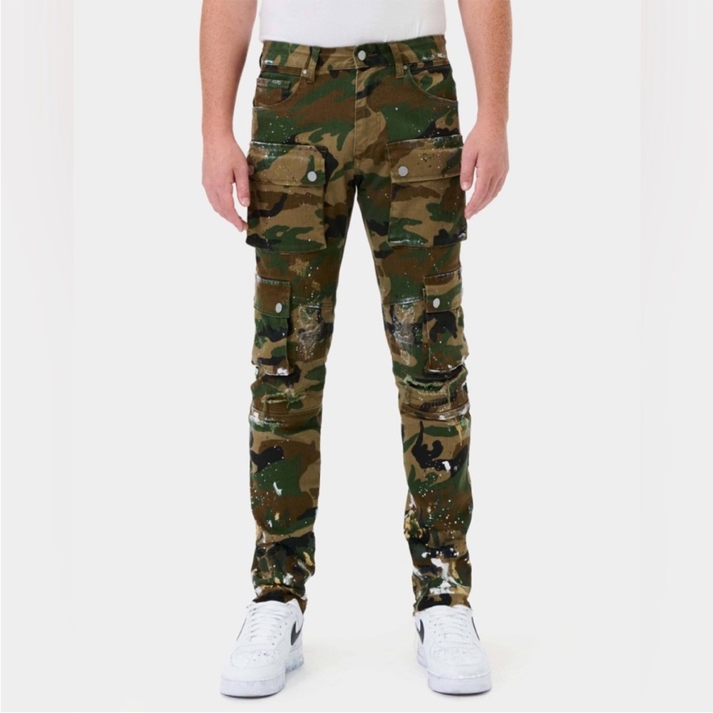 First Row Men's Camo Multi
Cargo Slim Straight Pants |Boutique 
Brand NWOT